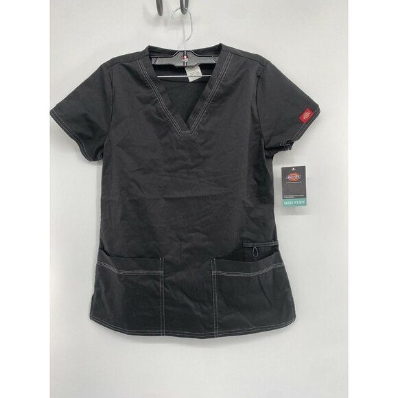 Dickies Women's Short Sleeve Contemporary Fit Pocketed V-Neck Scrub Top GEN FLEX - Picture 1 of 2